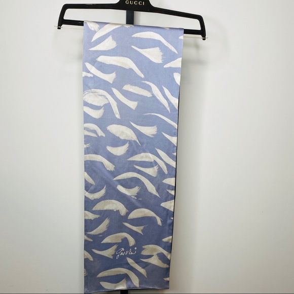 Vintage Blue & Gray Reversible Silk & Wool Scarf - Picture 12 of 13